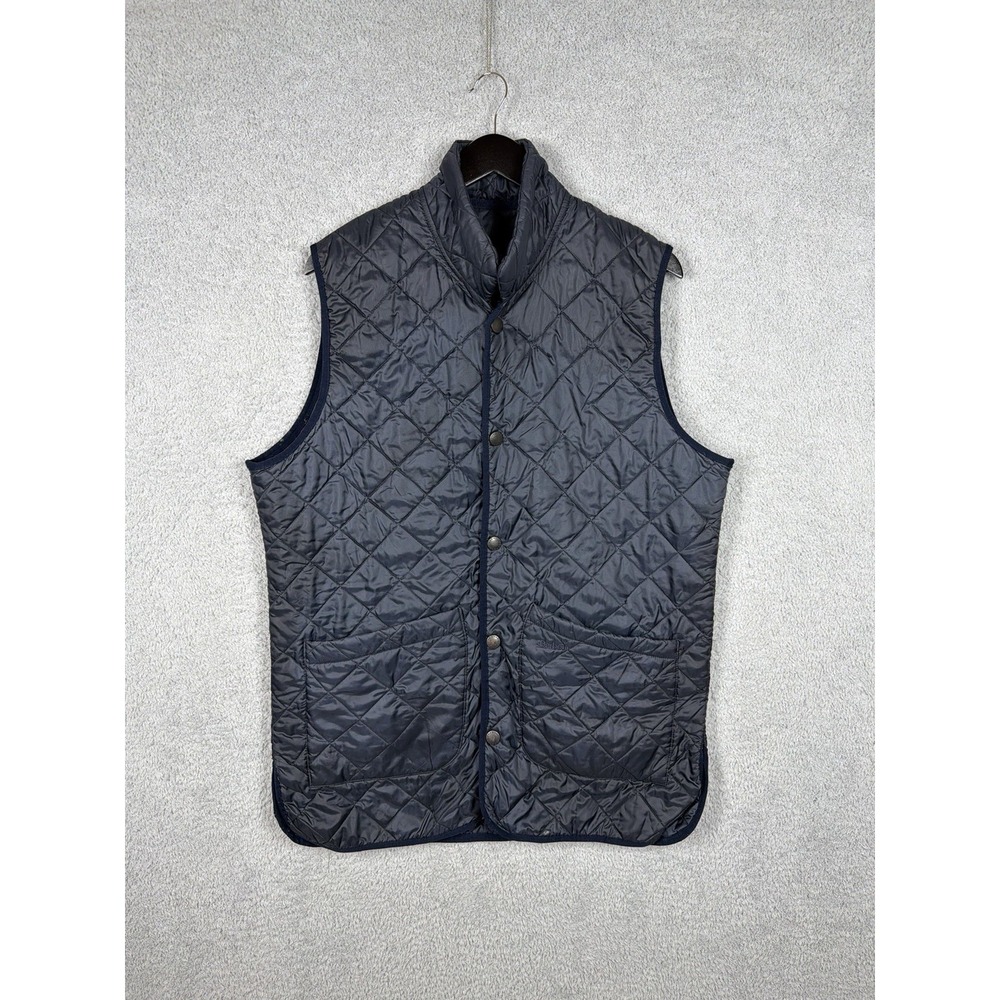 Barbour Puffer Vest Womens Size 8 Blue Snap Quilted